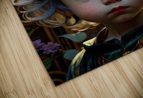 Fantasy Kawaii Girl Art with Butterfly Crown - Innocent Child Fairy Portrait Sandy Richter puzzle