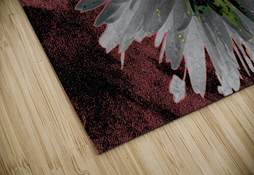 Abstract Silver and Green Distressed Daisy Flower on a Dark Abstract Background Catriona Roberts Nature Photography and Designs puzzle