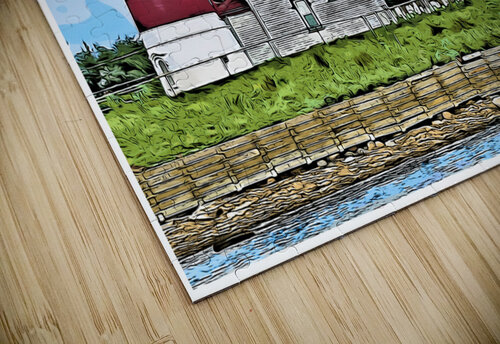 Stratford Point Lighthouse on Overcast Day in Connecticut - Illus. Allan Wood puzzle