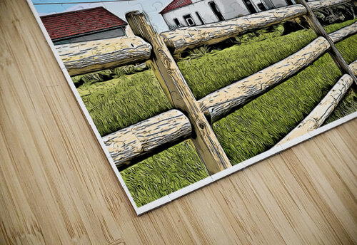 Wooden Fence Leads to Beavertail Lighthouse Museum and Tower in Rhode Island - Illus. Allan Wood puzzle