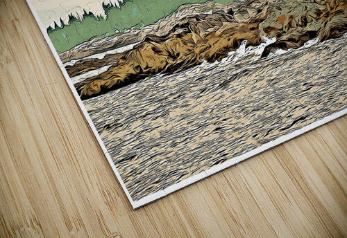 Two Bush Island Light Tower Among Rocky Islands in Midcoast Maine - Illus. Allan Wood puzzle