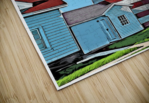 West Quoddy Head Light Striped Tower in Down East Maine - Illus. Allan Wood puzzle