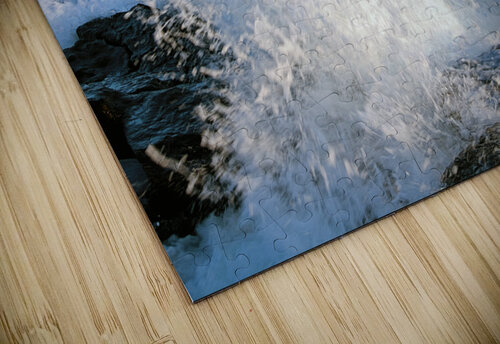 Waves Crashing Over Rocks by Cape Neddick Nubble Lighthouse During the Holidays in Maine Allan Wood puzzle