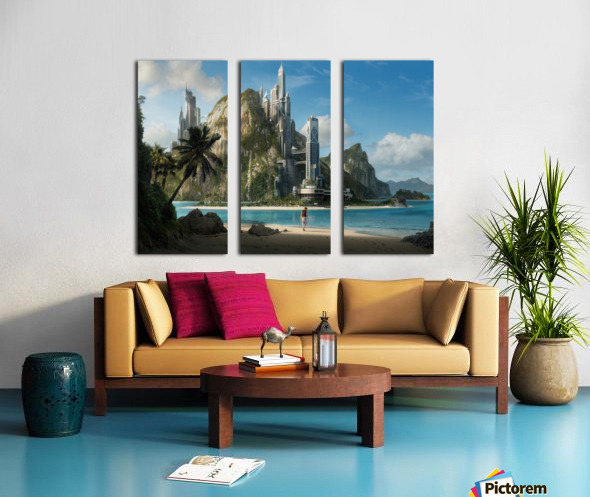 Tropical Paradise of the Future by Coolbits Artworks Wall Art
