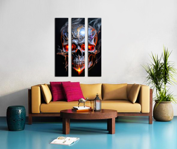 Skull 03 Fire and Metal by Matthias Hauser Wall Art