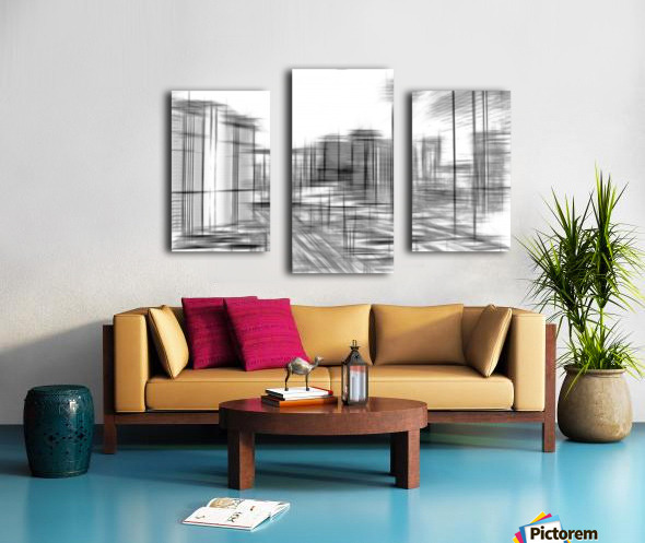 pencil drawing buildings in the city in black and white  Canvas print