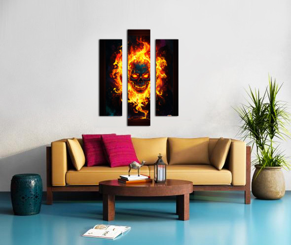 Fiery Flaming Skull Graffiti Abstract Frightening AI Concept Art