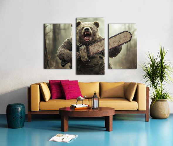 Bear with Chainsaw 02 by Matthias Hauser Wall Art