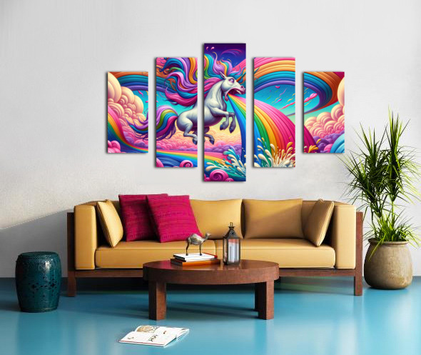 Unicorn Puking Rainbow Colors 01 by Matthias Hauser Wall Art