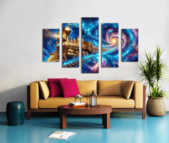 Golden Cosmic Steampunk Train 02 Spiral Galaxy by Matthias