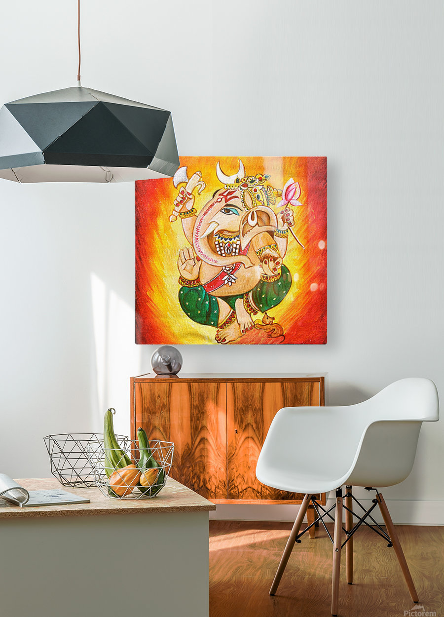 Lord Ganesha Ganpati Mrs Neeraj Parswal Canvas Lord Ganesha Ganpati Hd Metal Print With Floating Frame On Back