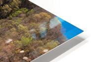 Bench view of Valley Falls on a bright spring morning HD Metal print