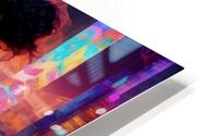 Beautiful Woman in Colorful Futuristic Cyberpunk City Painting HD Metal print