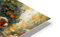 Woman Enjoying Relaxing Moment in the Garden Painting HD Metal print