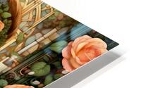 Art Nouveau Style Cute Girl in Rose Garden Painting HD Metal print