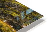 A stream flows past on the West Fjords on its way to the ocean; Iceland HD Metal print