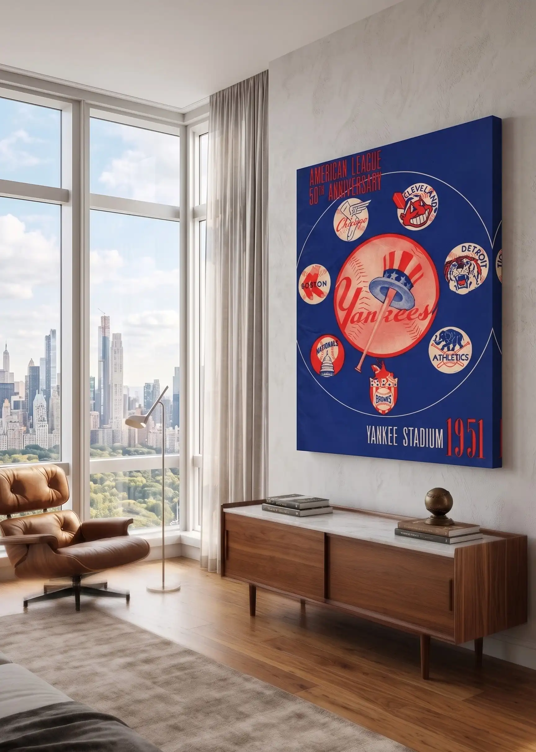 1951 New York Yankee Baseball Scorecard Canvas Art