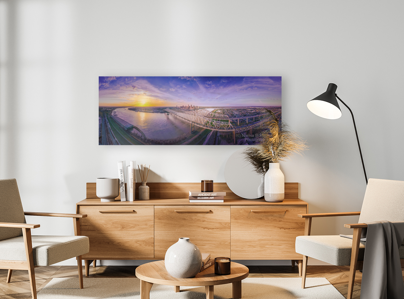 New Orleans Aerial Sunset Skyline Art
