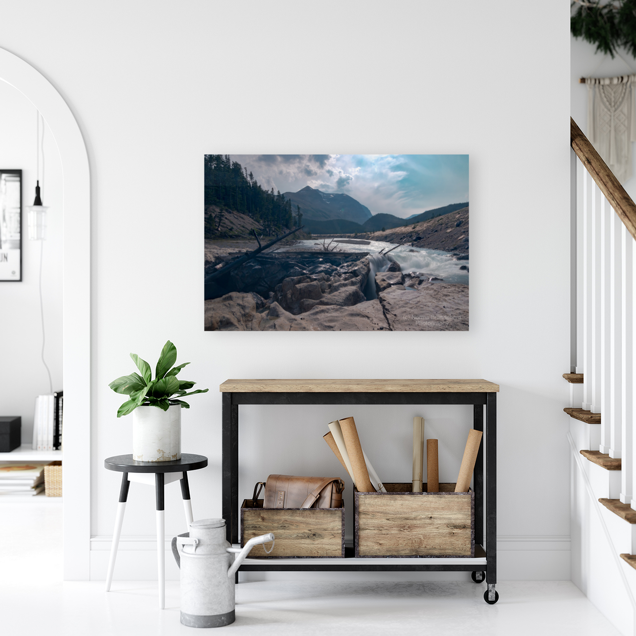 Banff to Jasper Rocky Waterfall Art