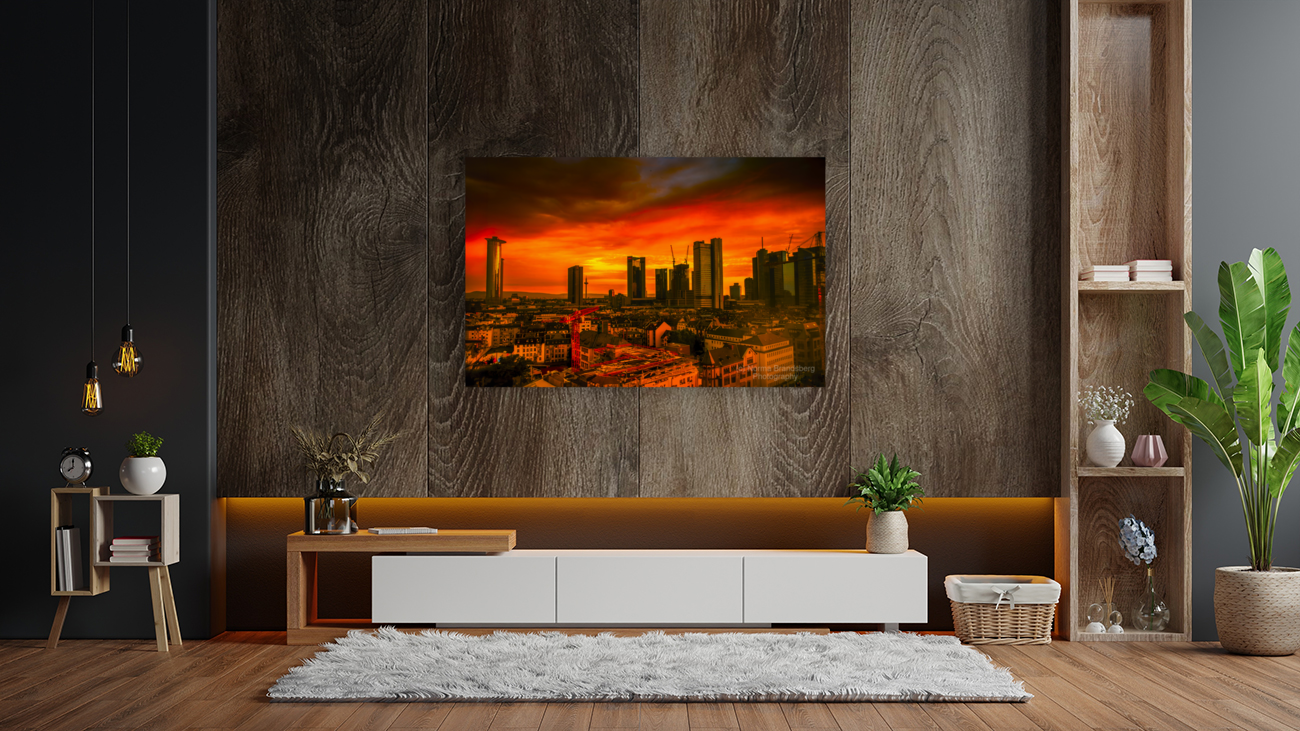 Frankfurt Skyline Skyscraper Sunset Art