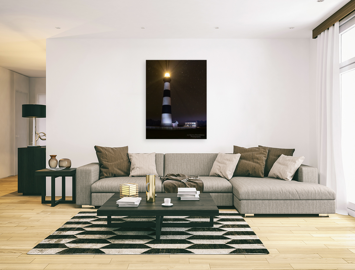 North Carolina Lighthouse Light Rays Vertical Art