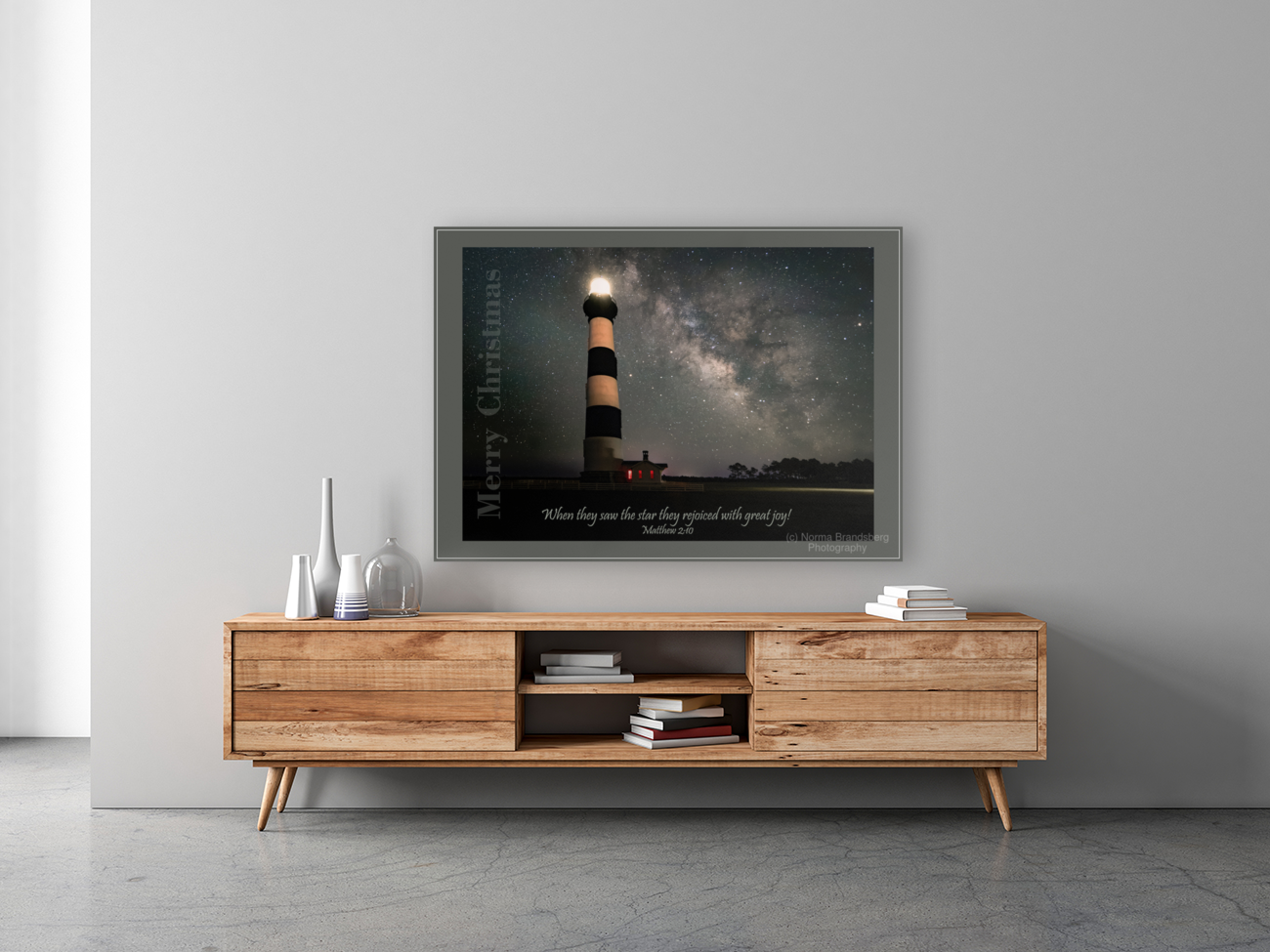 Bodie Lighthouse Merry Christmas Art