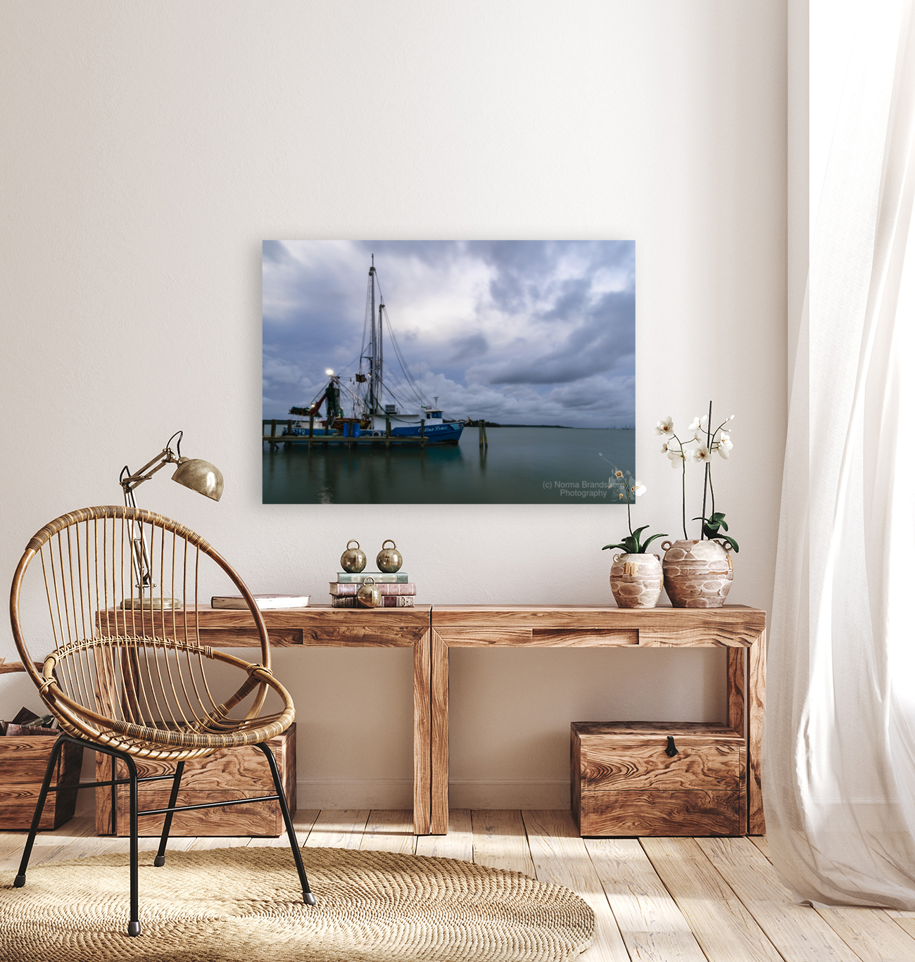 In the Nick of Time a Shrimp Boat at Sunset Art