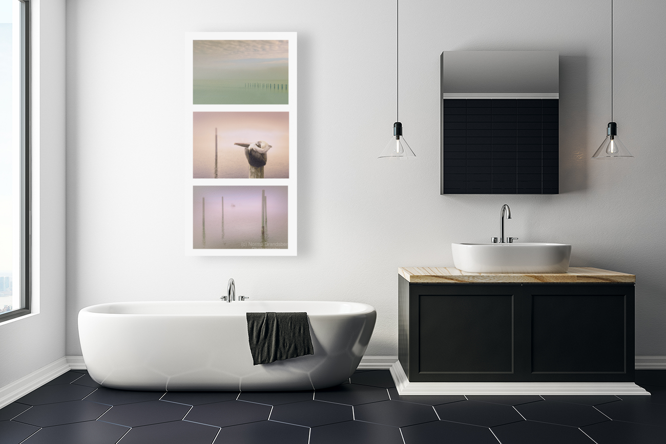 Pensacola Beach  Pelican Pilings Triptych Art