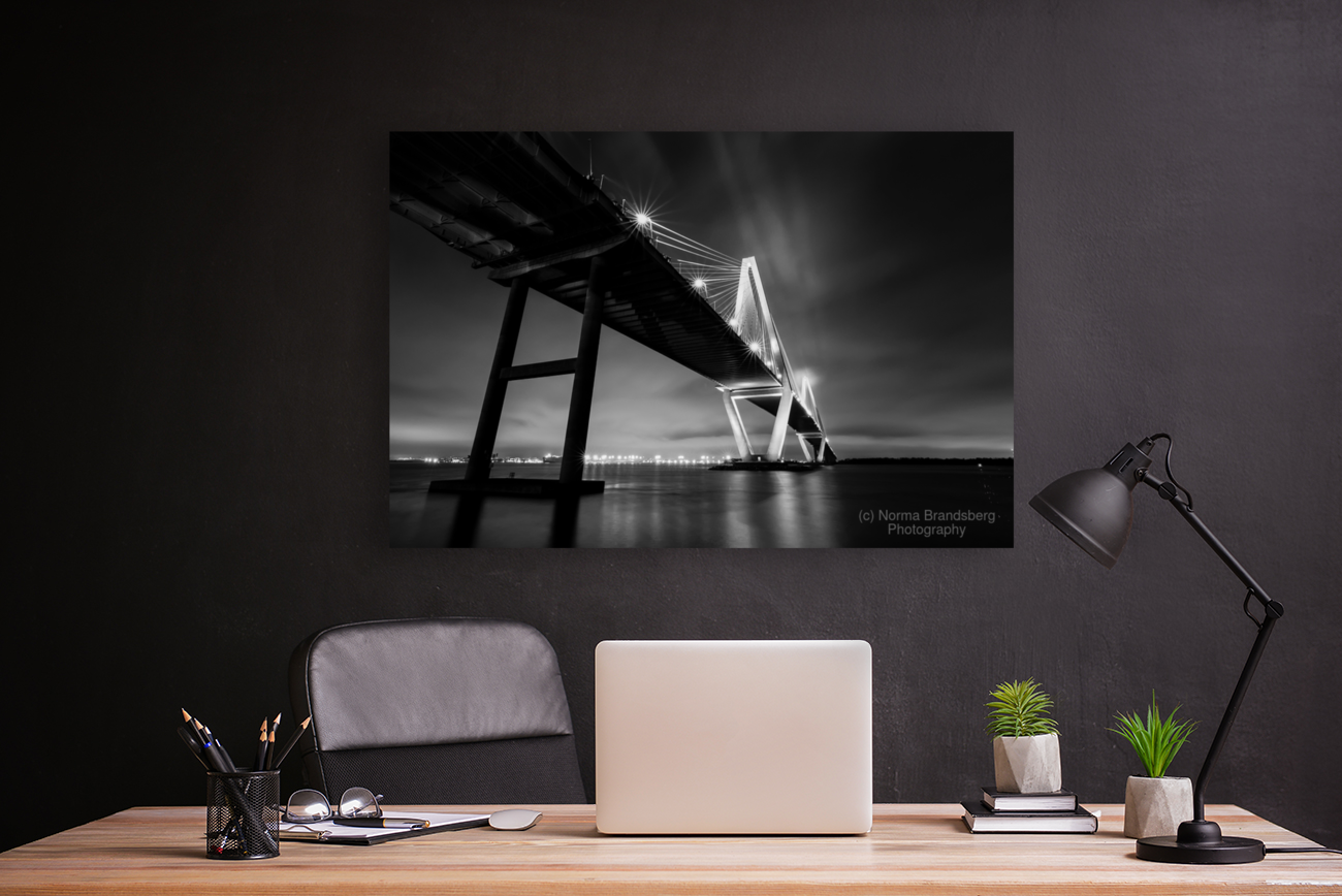 Charleston Bridge Vanishing Point in Black and White Art