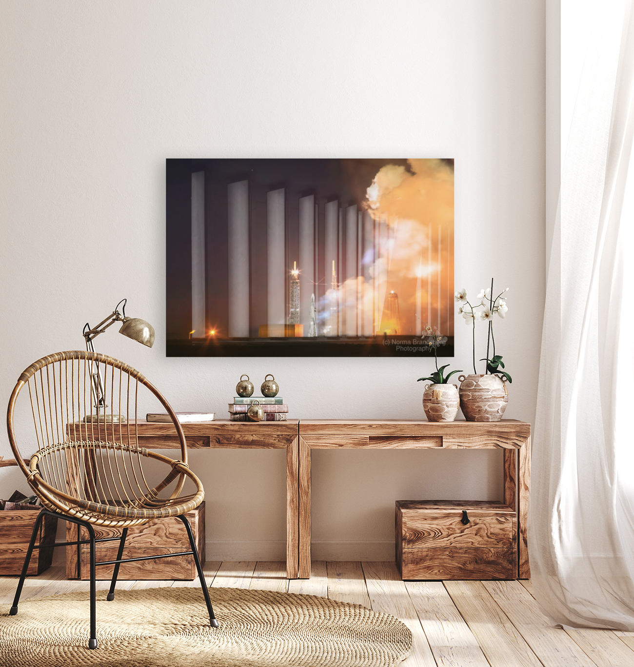 New Glenn Maiden Launch Cocoa Beach Steam Clouds Art