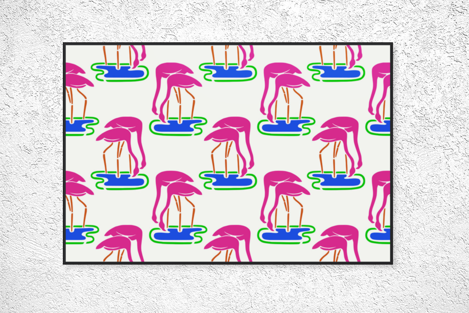 SEAMLESS PATTERN WITH FLAMINGOS Art