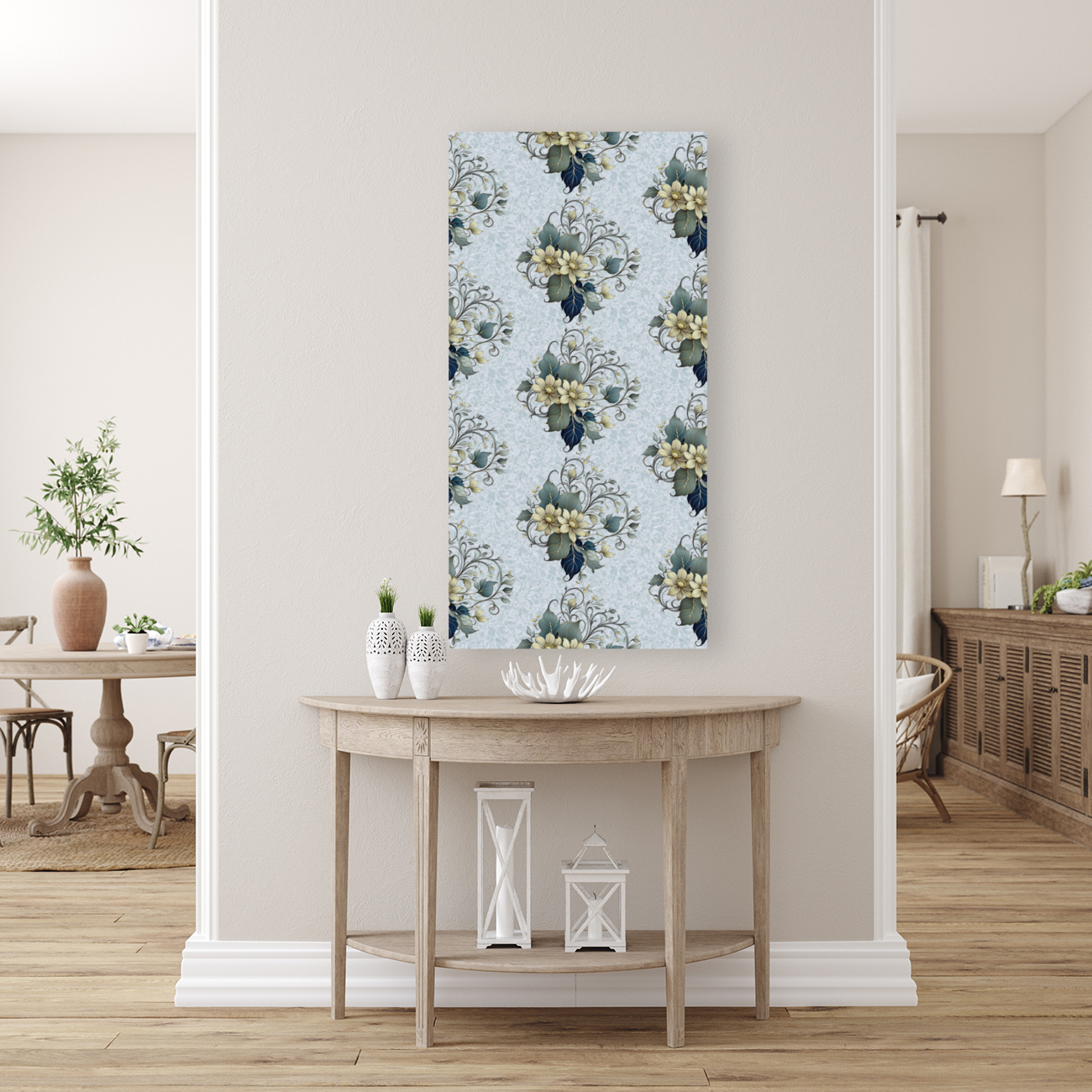 SEAMLESS FLORAL VERTICAL  PATTERN 3 Art