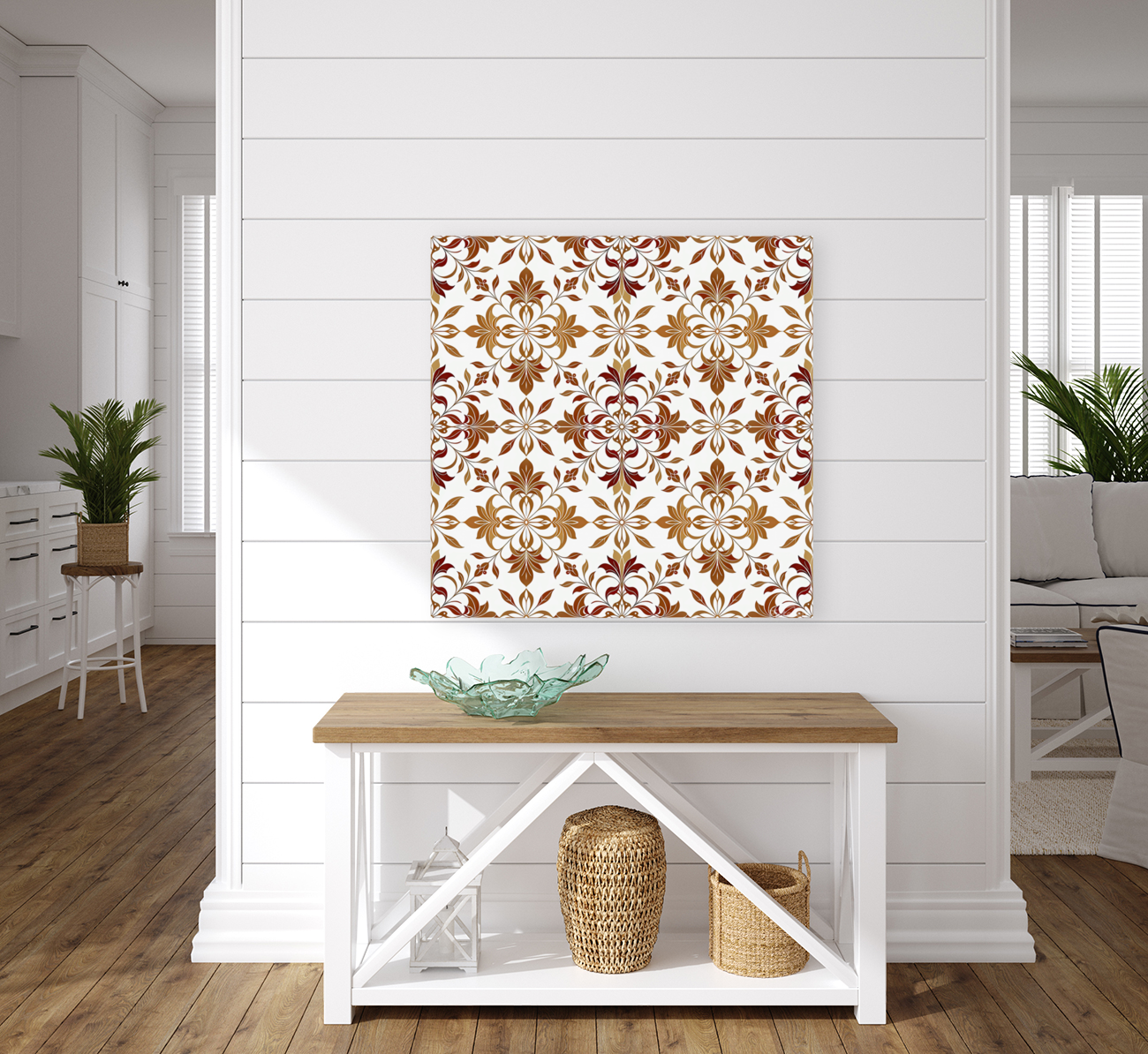 SEAMLESS FLORAL SQUARE PATTERN 1 Art