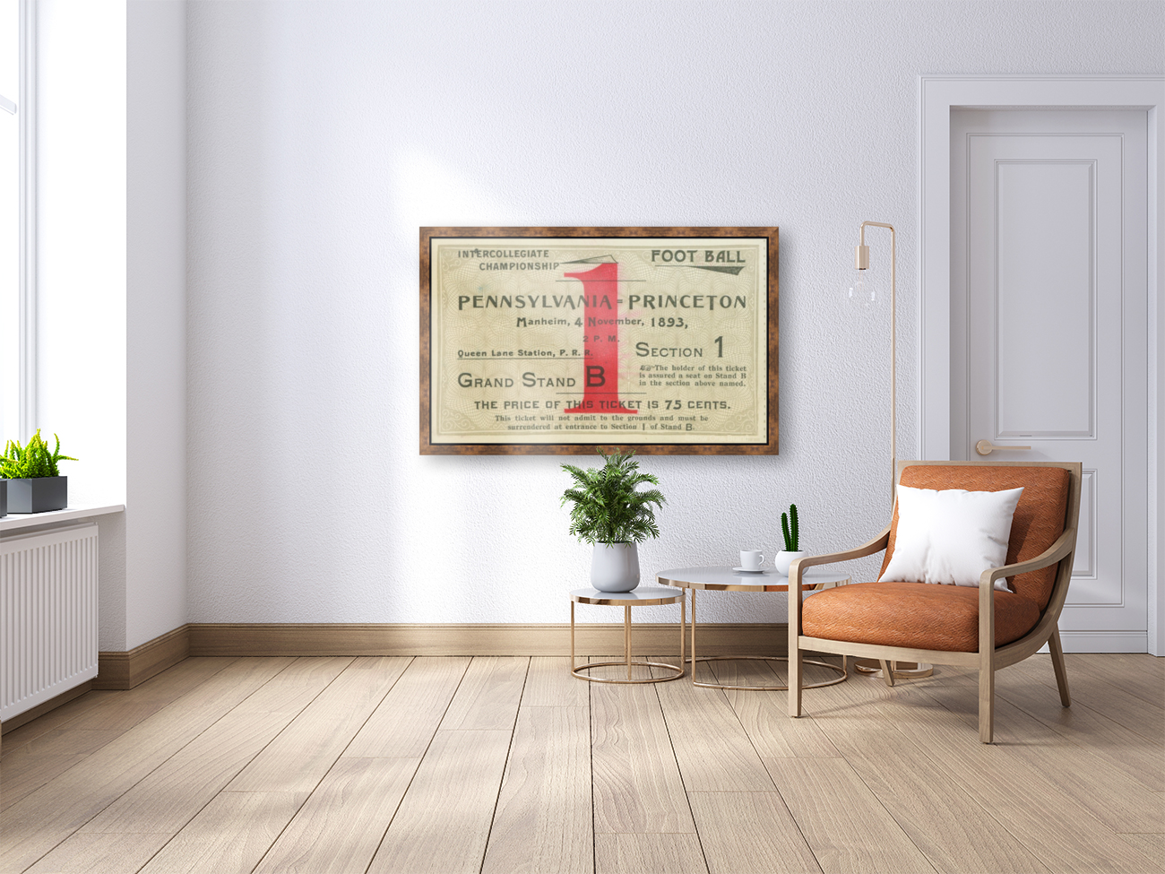 1893 Penn vs. Princeton Tigers Football Ticket Art Art