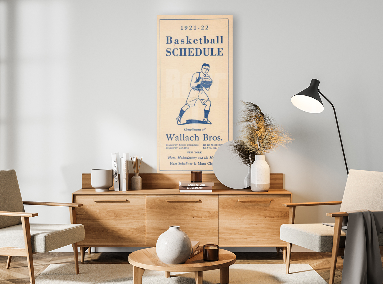 1921 Basketball Schedule Art  Art