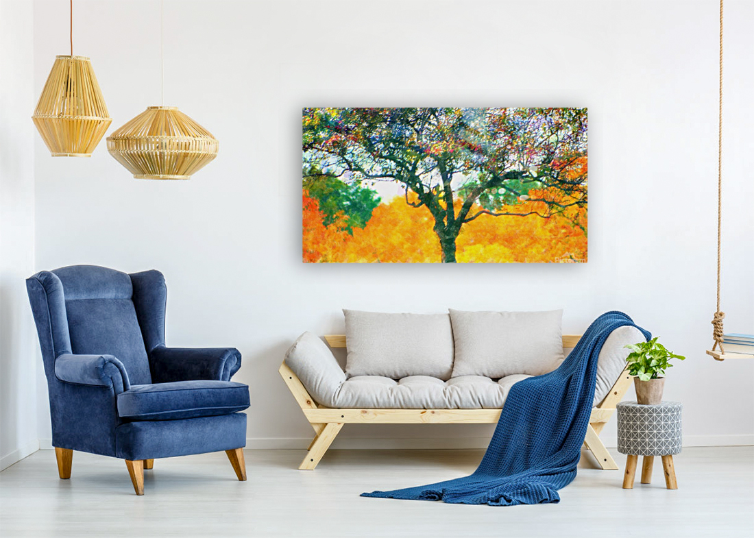 Gauzy Fall Trees Yellow Art