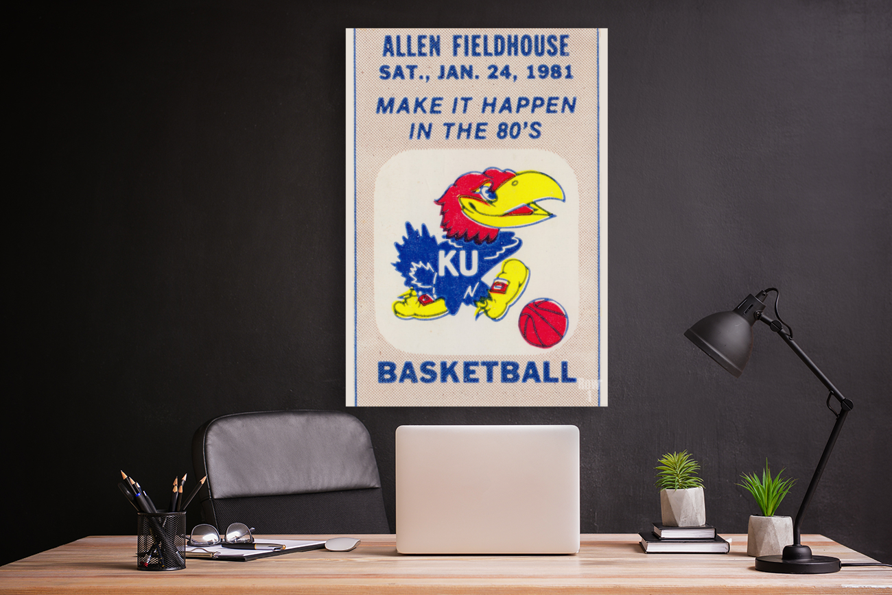 1981 Kansas Jayhawks Basketball Ticket Art Art