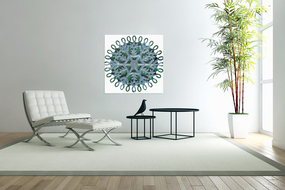 Blue Green Snowflake Art