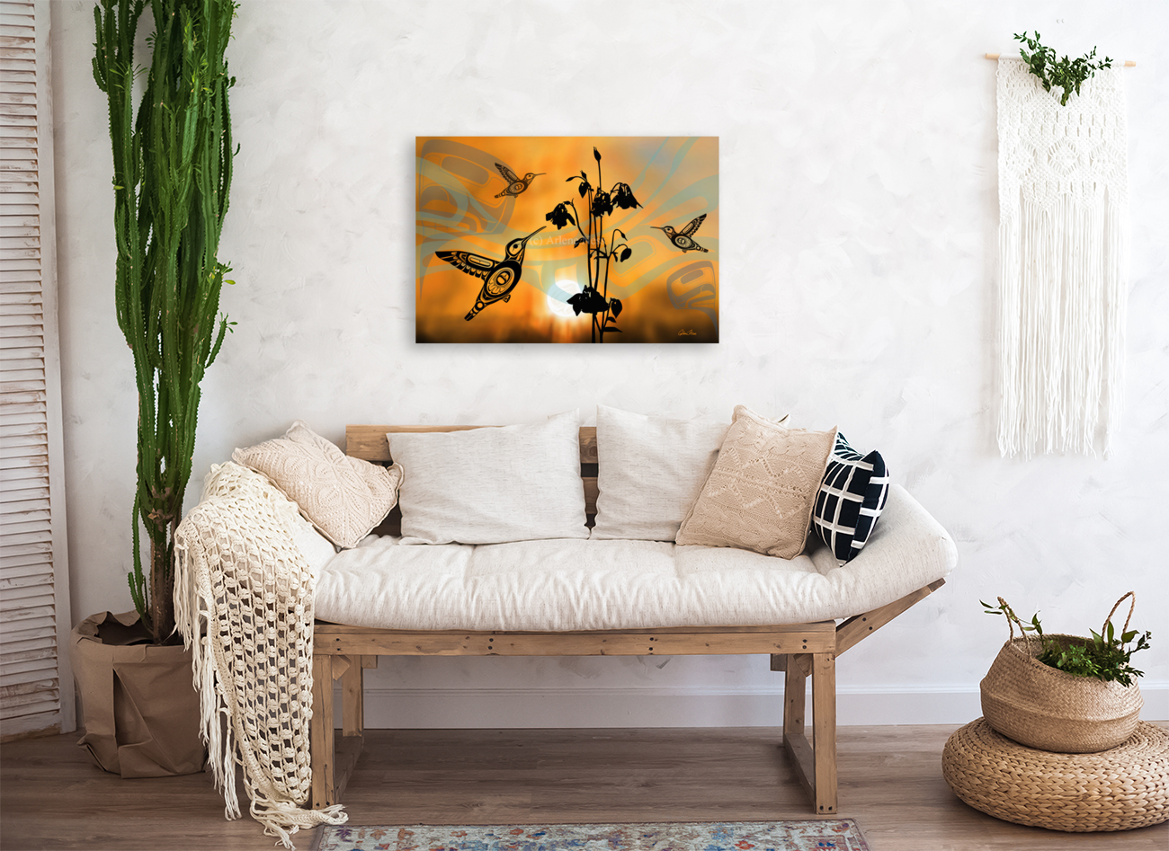 Sunset Hummingbirds Art