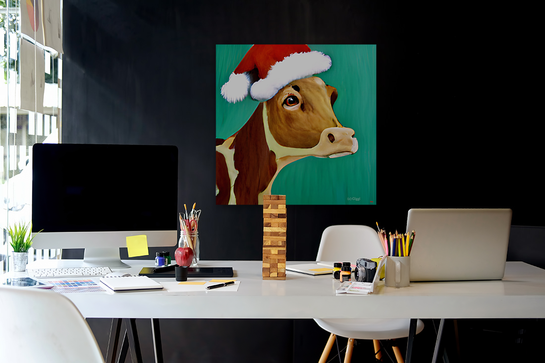 Christmas Cow Art