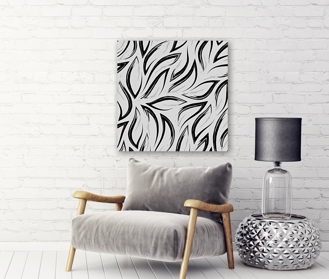 Leaves Blk White Art
