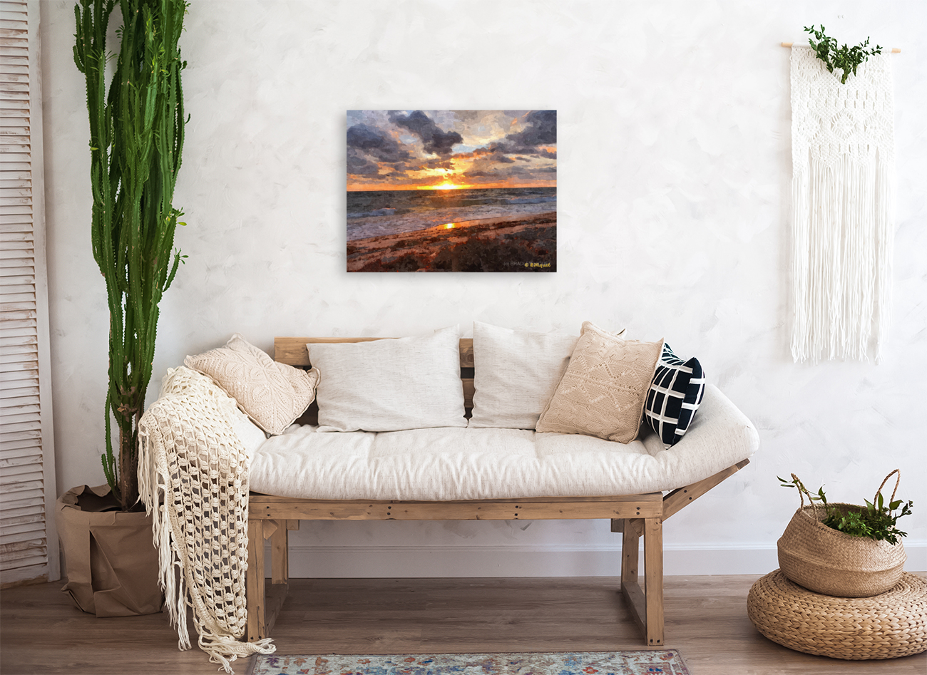 Beach Ocean Sunrise Art