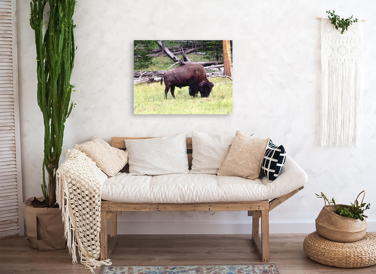 Buffalo Grazing Art