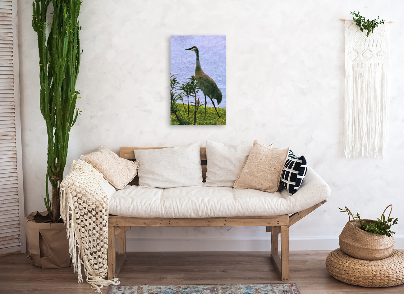 Crane by Pond Art