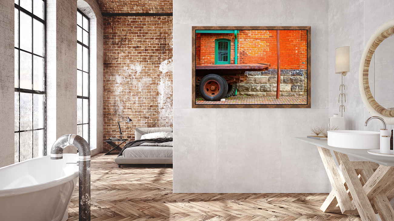 window bricks and a bed Art