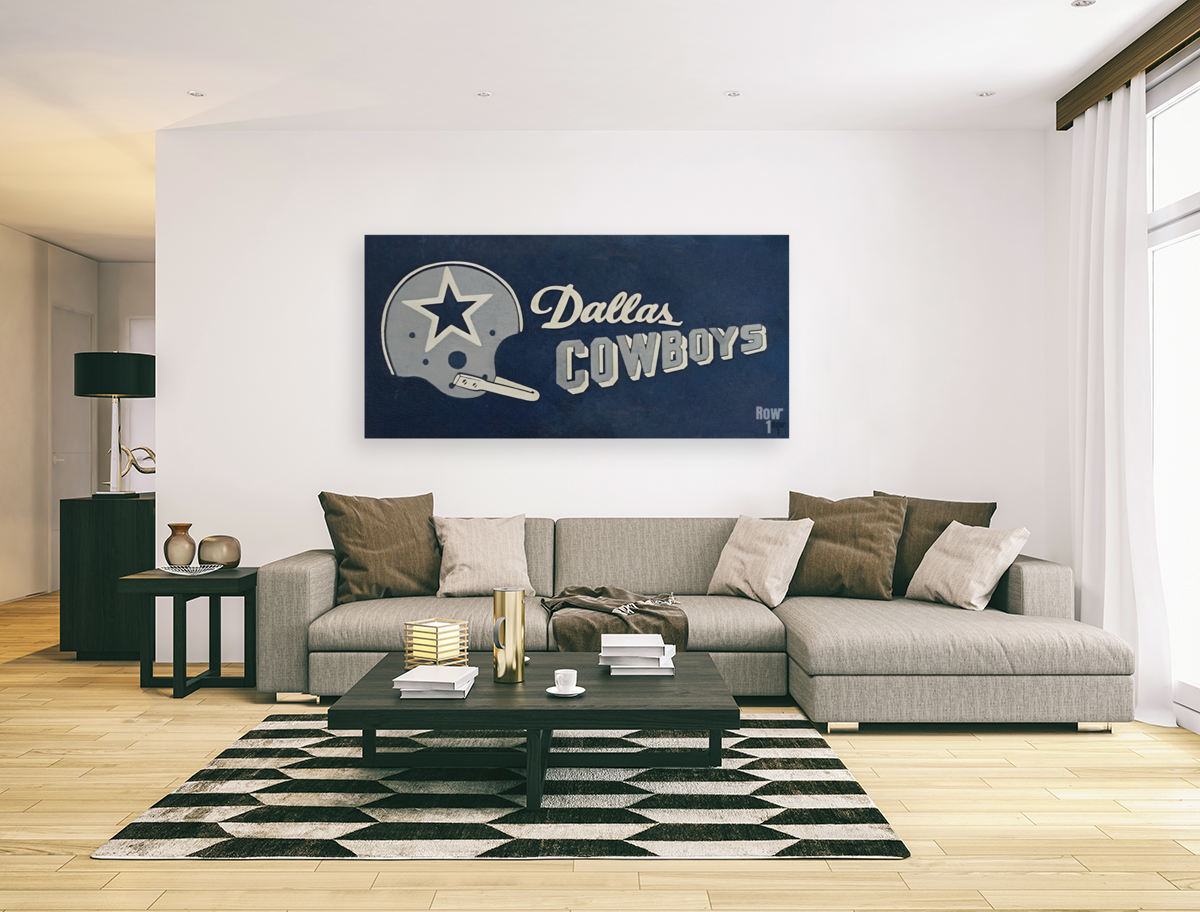 Throwback Dallas Cowboys Football Helmet Art by Row One Brand Wall Art