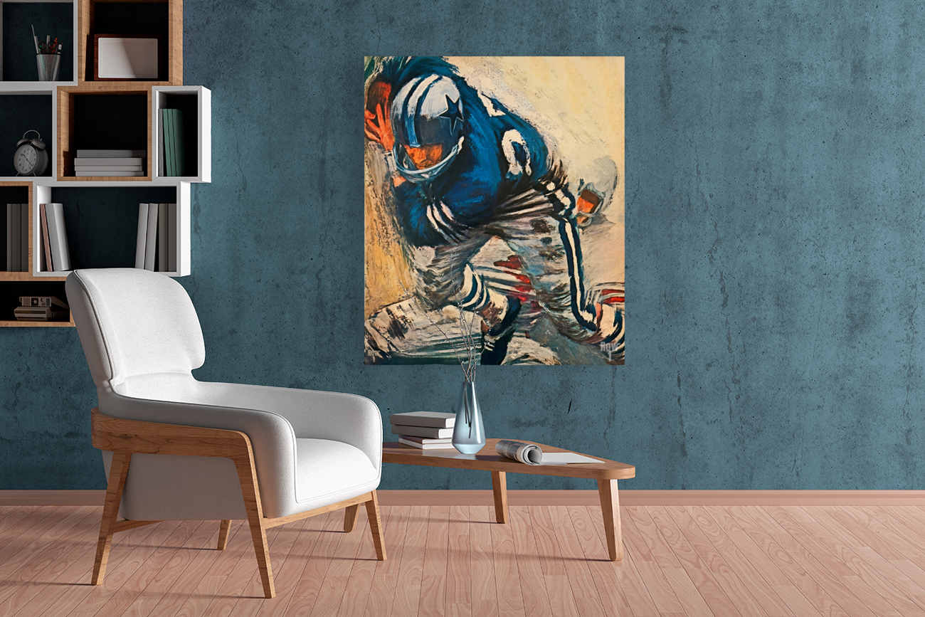 Dallas Cowboys Throwback Football Art by Row One Brand Wall Art