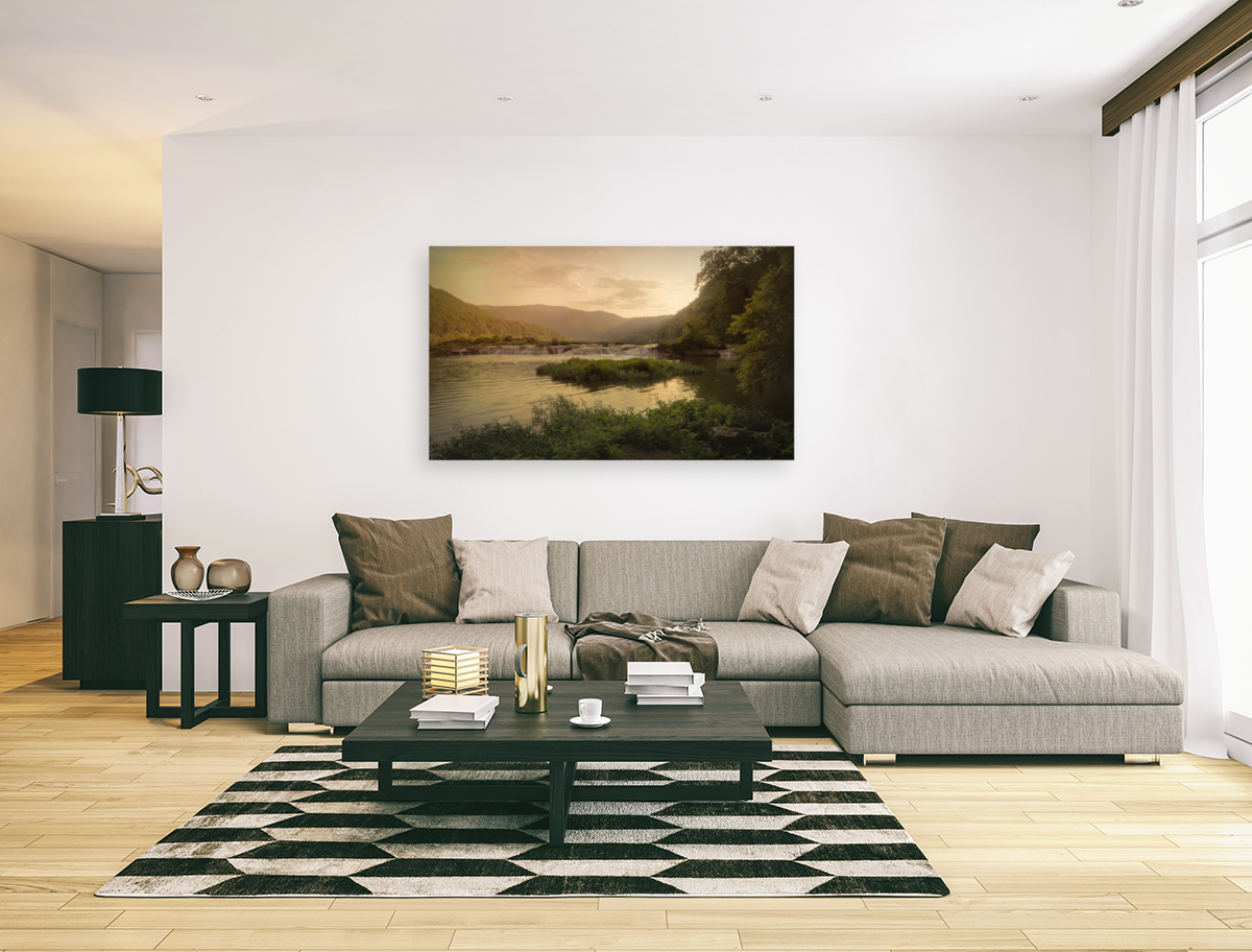 West Virginia New River Waterfalls at Dusk Art