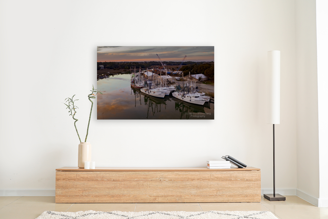 South Carolina Shrimpers at Sunset Art