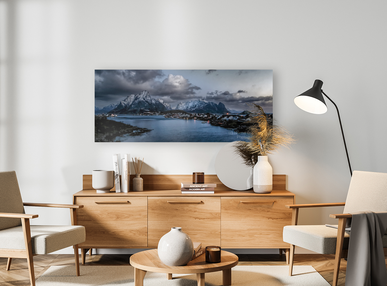 Reine Village Winter Landscape Art